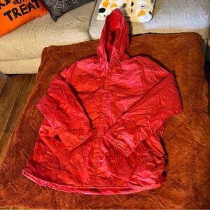 VTG 90s Ozark Trail Hooded Red Rain Coat Jacket Mens XXL Snap PVC Lined